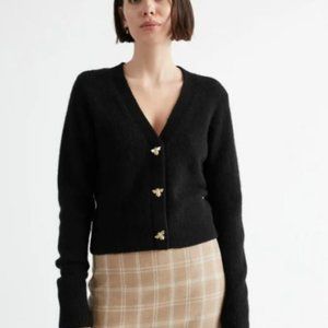 & Other Store Black Cardigan with Bee Buttons